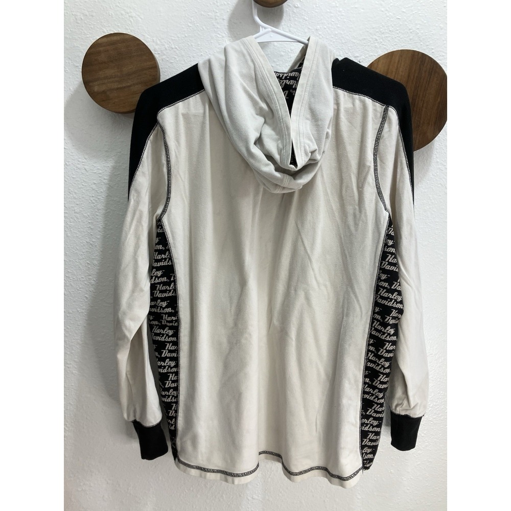 Harley Davidson Womens 1W White Black Logo Print Quarter‎ Zip Hoodie - Picture 8 of 12